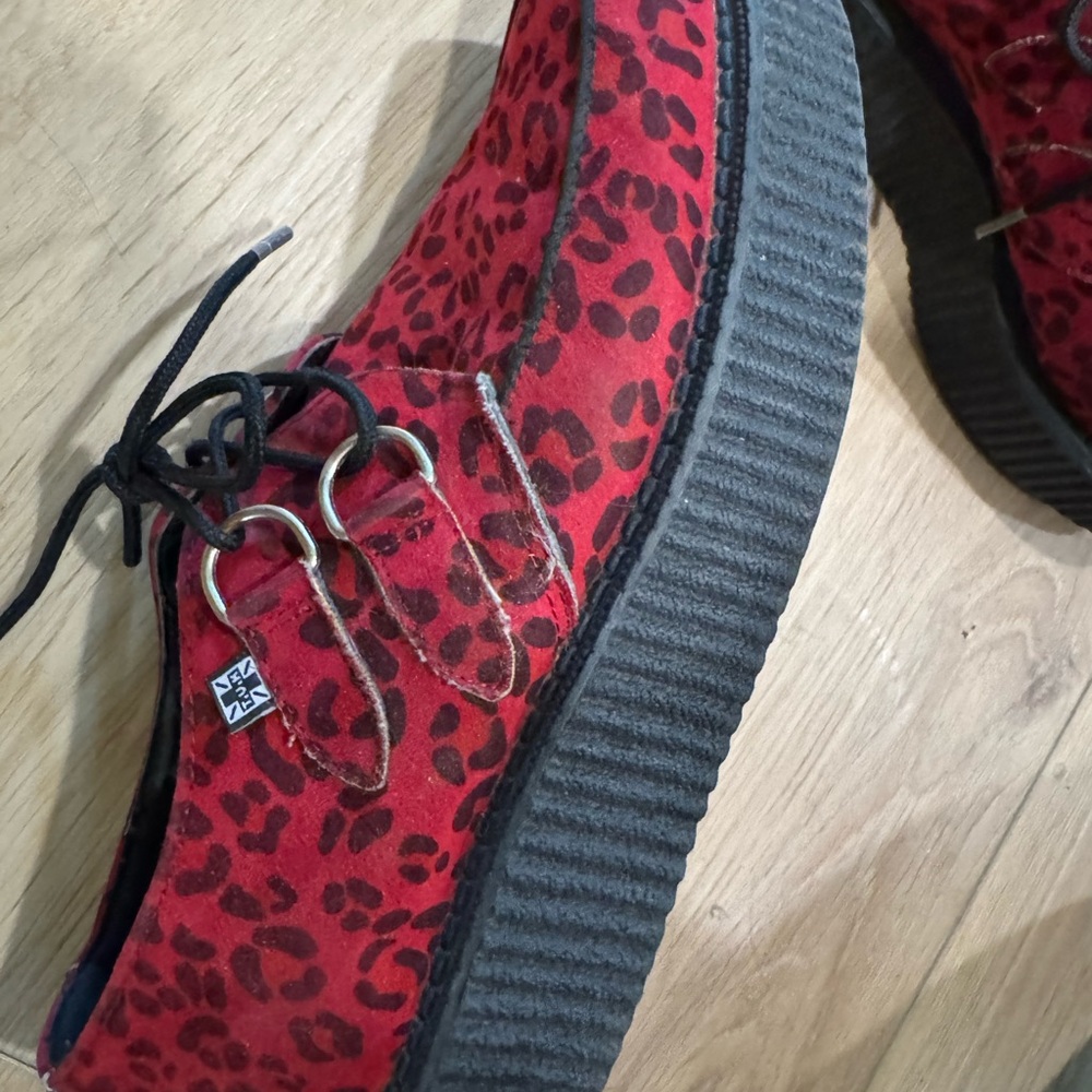 T.U.K Red and Black Leopard Creepers - Picture 2 of 5